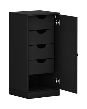 17 Inch Narrow Solid Wood Linen Cabinet with Single Door for Bathroom Storage