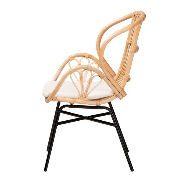 English Elm Modern Woven Rattan Dining Chair with Iron Base Bohemian Sculptural Seat B2750P420346