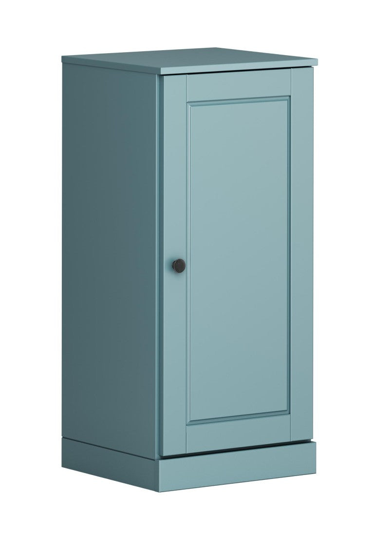 HomeRoots 17 Inch Aqua Solid Wood Linen Cabinet with Single Door Bathroom Storage 748510