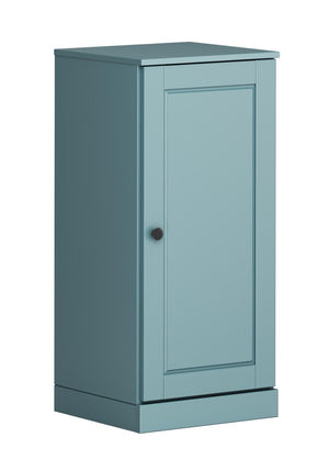 HomeRoots 17 Inch Aqua Solid Wood Linen Cabinet with Single Door Bathroom Storage 748510