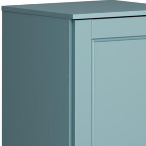 17 Inch Aqua Solid Wood Linen Cabinet with Single Door Bathroom Storage