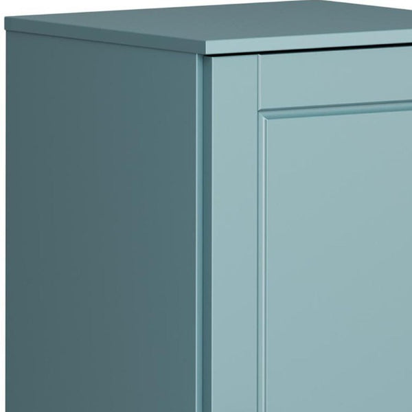 17 Inch Aqua Solid Wood Linen Cabinet with Single Door Bathroom Storage