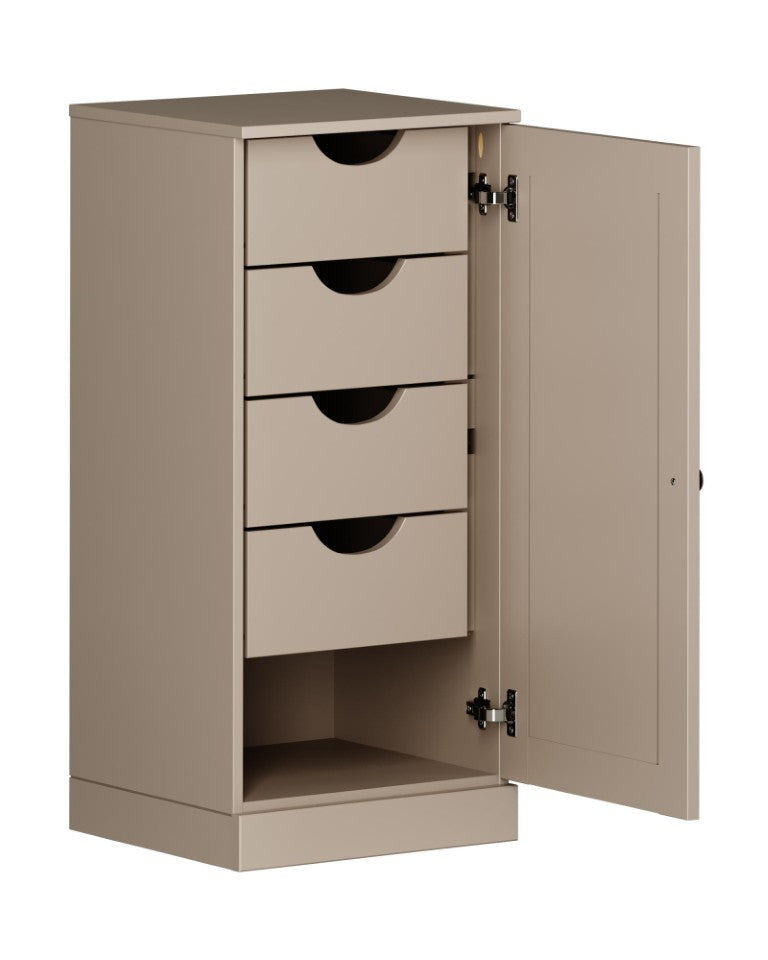 HomeRoots 17 Inch Solid Wood Freestanding Linen Armoire with Single Door Bathroom Storage 748513