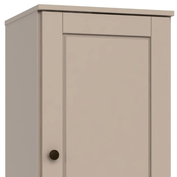 17 Inch Solid Wood Freestanding Linen Armoire with Single Door Bathroom Storage