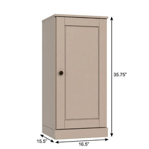 17 Inch Solid Wood Freestanding Linen Armoire with Single Door Bathroom Storage