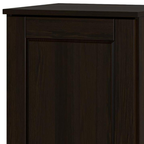 17 Inch Espresso Solid Wood Bathroom Linen Tower with Single Storage Door