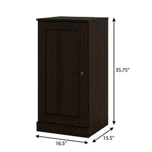 17 Inch Espresso Solid Wood Bathroom Linen Tower with Single Storage Door