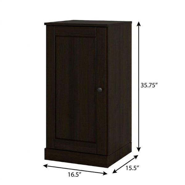 17 Inch Espresso Solid Wood Bathroom Linen Tower with Single Storage Door