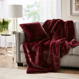 Croscill Sable Glam/Luxury Solid Faux Fur Square Decor Pillow CC30-0033 Burgundy