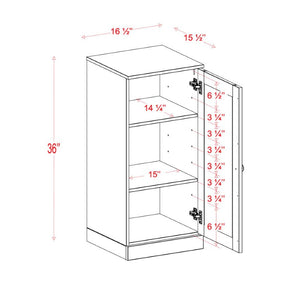 17 Inch Aqua Solid Wood Bathroom Linen Tower with Single Door Storage