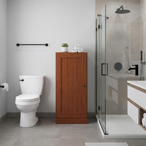 17 Inch Solid Wood Linen Cabinet Freestanding Single Door Bathroom Storage Unit