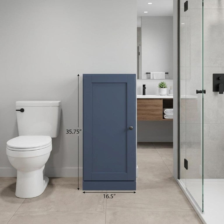 17 Inch Solid Wood Linen Cabinet Freestanding Storage Organizer for Bathroom Spaces