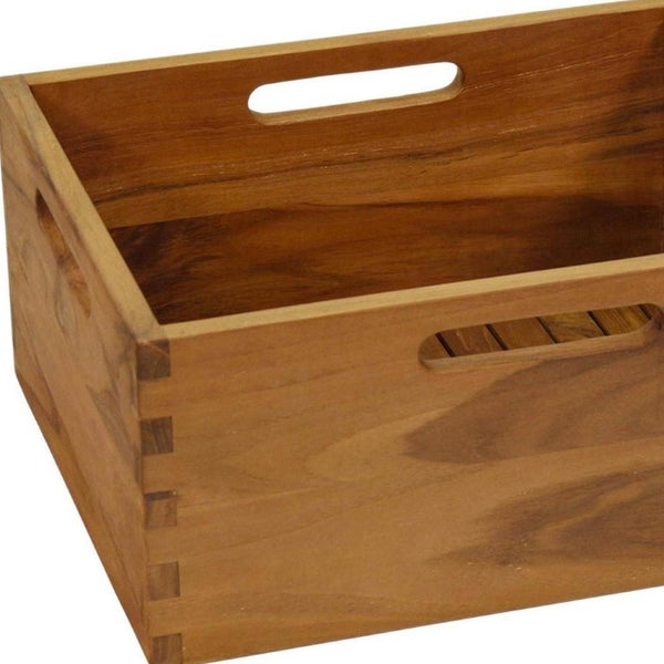 13 Inch Solid Wood Bathroom Organizer Set in Rich Brown for Stylish Storage