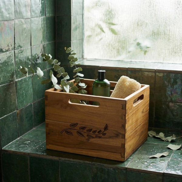 11 Inch Solid Wood Bathroom Organizer Set with Rustic Finish for Stylish Storage Solutions