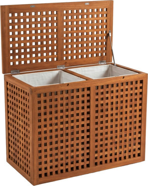 HomeRoots 18 Inch Solid Wood Bathroom Organizer Set Rustic Brown Finish for Compact Storage 748568