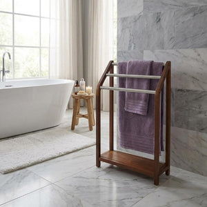 11 Inch Solid Wood Bathroom Organizer Set with Rustic Finish for Stylish Storage Solutions