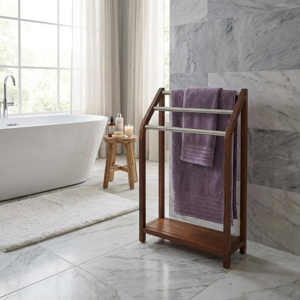 11 Inch Solid Wood Bathroom Organizer Set with Rustic Finish for Stylish Storage Solutions