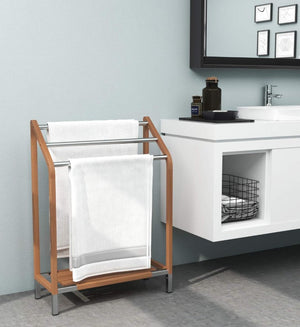11 Inch Solid Wood Bathroom Organizer Set with Rustic Finish for Stylish Storage Solutions