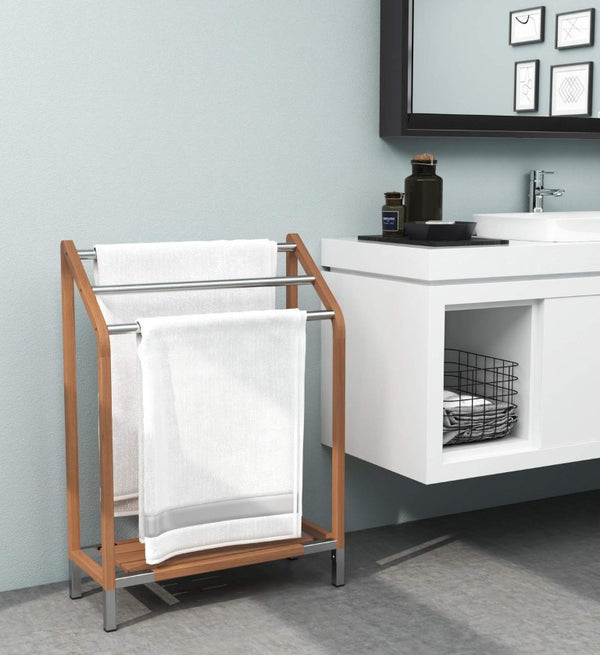 11 Inch Solid Wood Bathroom Organizer Set with Rustic Finish for Stylish Storage Solutions