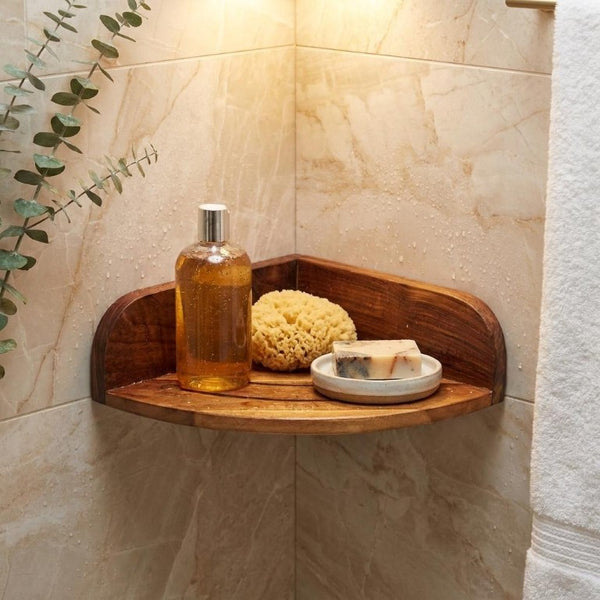 HomeRoots 10 Inch Solid Wood Bathroom Storage Furniture Set for Elegant and Organized Small Spaces 10" W x 3.5" H x 10" D 748596