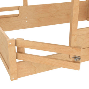 English Elm Twin Low Loft Bed Solid Pine Frame with Built-in Led Lighting and Storage Shelves Natural W1580P396333