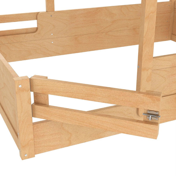 English Elm Twin Low Loft Bed Solid Pine Frame with Built-in Led Lighting and Storage Shelves Natural W1580P396333