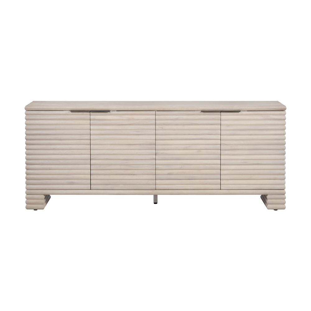 Crestview Collection Transitional Media Sideboard - Elegant Bleached Wood Tv Stand With Hidden Pulls & Storage Solutions Cream Solid Wood Cvfdr1228