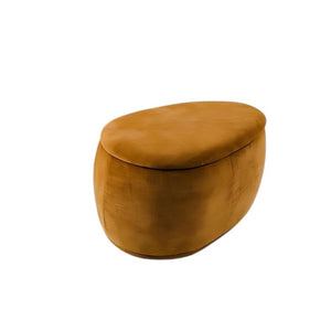 34 Inch Chenille Upholstered Oval Storage Ottomans Glam Living Room Accent Set