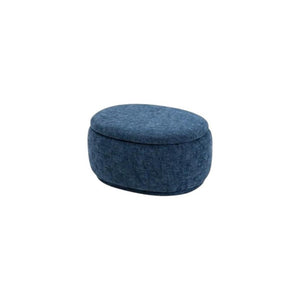 34 Inch Blue Chenille Round Storage Ottoman Set of Two for Living Room Decor