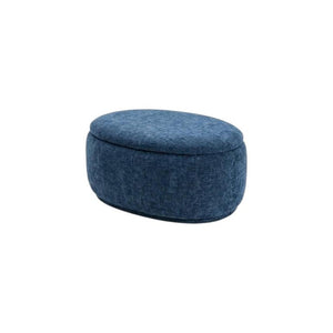 34 Inch Blue Chenille Round Storage Ottoman Set of Two for Living Room Decor