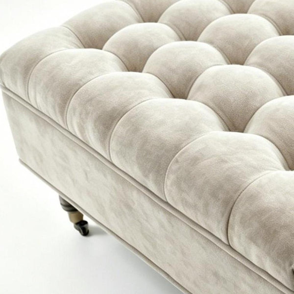 34 Inch Chenille Tufted Rolling Storage Ottoman for Living Room Comfort and Footrest Use