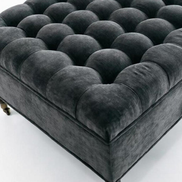 34 Inch Chenille Tufted Rolling Storage Ottoman for Living Room Comfort and Footrest Use
