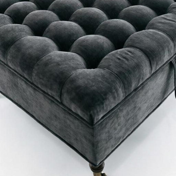 34 Inch Chenille Tufted Rolling Storage Ottoman for Living Room Comfort and Footrest Use