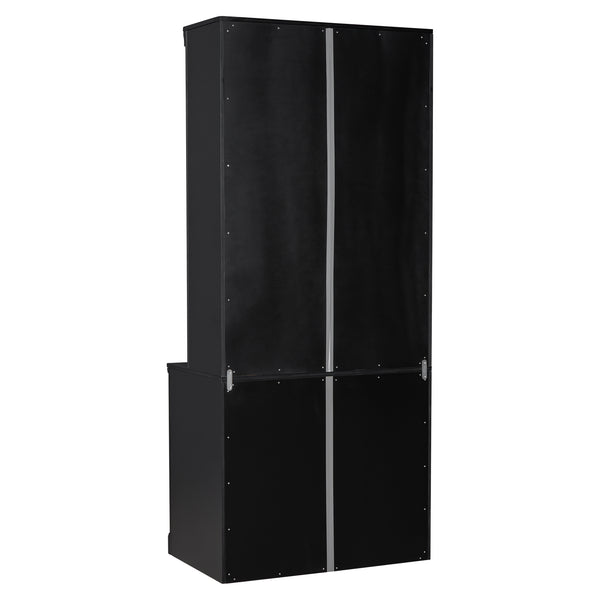 English Elm 83.4"Tall Modern Bookshelf With Sliding Doors, Adjustable Open Shelves For Home Office & Living Room N751S323420B
