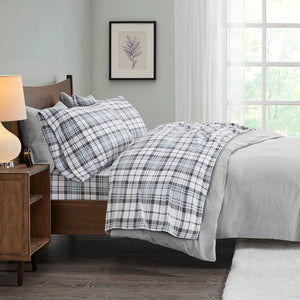 True North by Sleep Philosophy Micro Fleece Casual Sheet Set SHET20-996 Grey Plaid