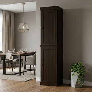 72 Inch Espresso Solid Wood Freestanding Pantry Cabinet for Kitchen or Hallway
