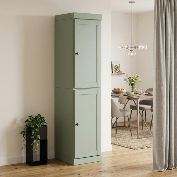 72 Inch Sage Solid Wood Freestanding Pantry Cabinet with Double Doors for Kitchen
