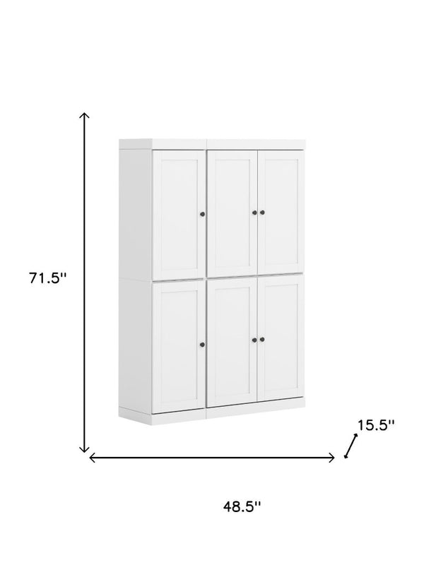 72 Inch Solid White Wood Pantry Cabinet with Tall Closet Storage for Kitchen