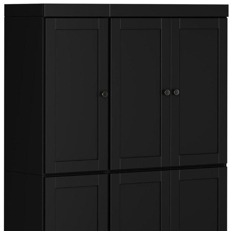 HomeRoots 72 Inch Black Solid Wood Pantry Cabinet Tall Freestanding Kitchen Storage Unit 748733