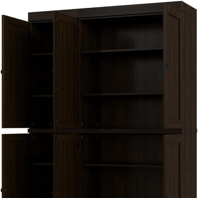 HomeRoots 72 Inch Espresso Solid Wood Pantry Cabinet Tall Freestanding Kitchen Storage Closet 748743