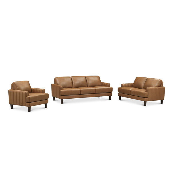 English Elm Cassia Brown Leather Loveseat with Top-Grain Seating, Pocket Coil Cushions & Kiln-Dried Frame B2705P338097