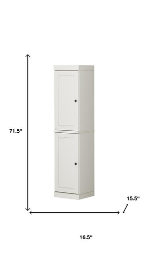 72 Inch Solid Wood Freestanding Pantry Cabinet Off White Finish for Kitchen or Hallway