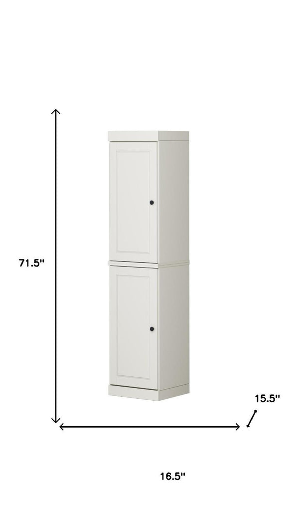 72 Inch Solid Wood Freestanding Pantry Cabinet Off White Finish for Kitchen or Hallway