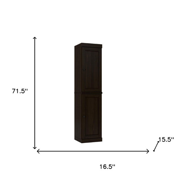 72 Inch Solid Wood Espresso Pantry Cabinet with Two Doors for Kitchen Organization