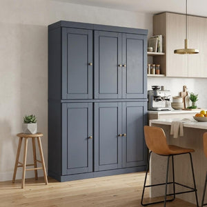 72 Inch Solid Wood Pantry Cabinet Tall Kitchen Storage Closet Armoire with Farmhouse Style