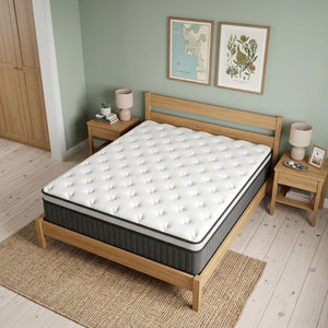 14 Inch King Hybrid Mattress with Euro Top Medium Feel and Memory Foam Comfort Layer