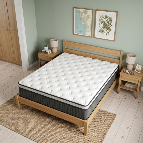 14 Inch King Hybrid Mattress with Euro Top Medium Feel and Memory Foam Comfort Layer