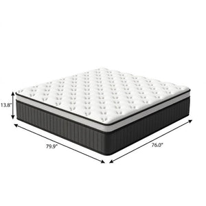 14 Inch King Hybrid Mattress with Euro Top Medium Feel and Memory Foam Comfort Layer