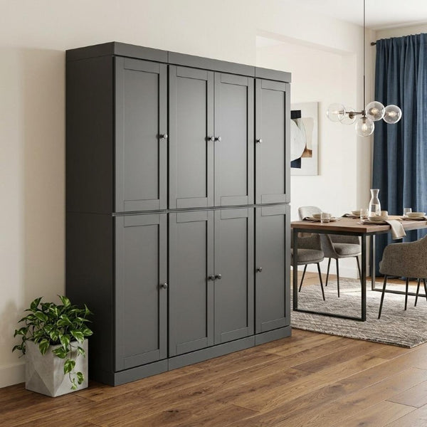 72 Inch Solid Wood Tall Pantry Cabinet with Eight Drawers for Kitchen Organization