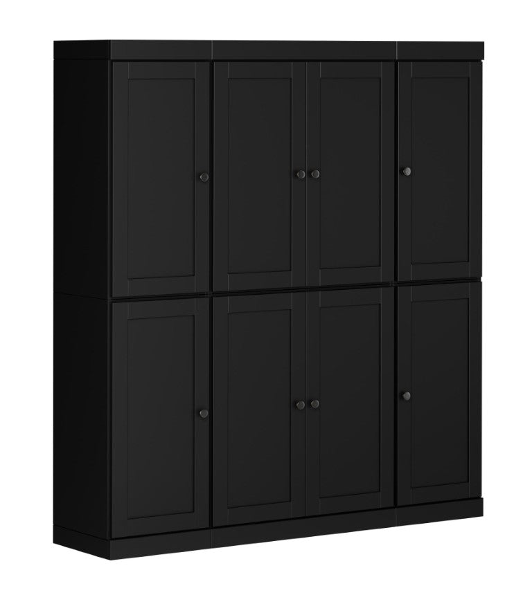 HomeRoots 72 Inch Black Solid Wood Pantry Cabinet with Eight Drawers for Kitchen Storage 748782